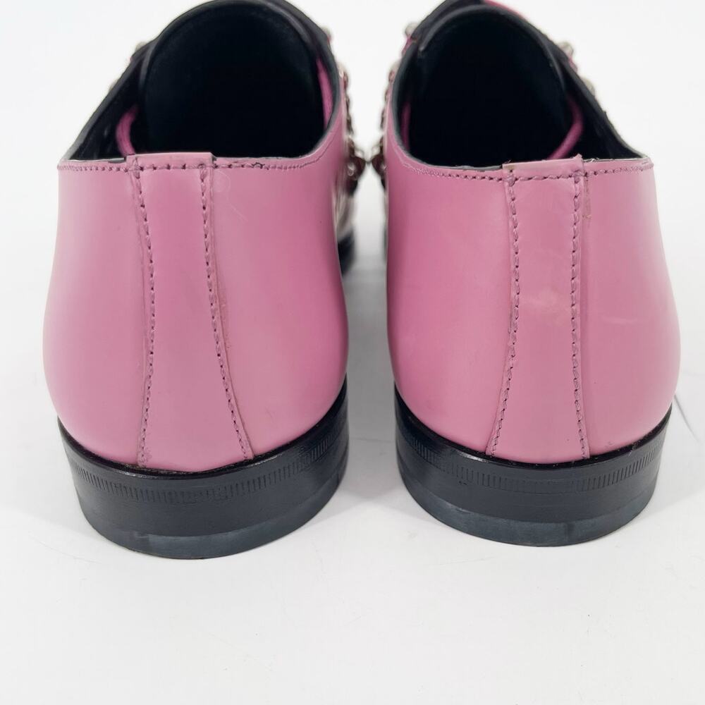 Prada Pink Studded Leather Oxford Lace Up Shoes with Silver Hardware IT 36 - Picture 9 of 13
